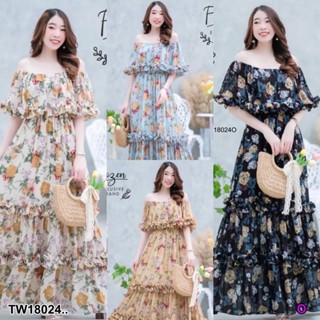 PE18024 Maxi Dress เดรสยาว เปิดไหล่ได้