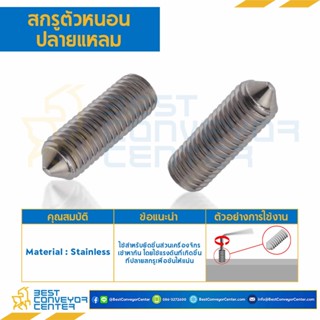 สกรูตัวหนอนปลายแหลม ขนาด M2.5,M3,M4,M5,M6,M8 (SUS304)