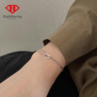 [highbuying] แฟชั่น บุคลิกภาพ หวาน โรแมนติก สีเงิน เย็บคู่ สร้อยข้อมือโซ่ สําหรับผู้หญิง บุคลิกภาพ กลวง หัวใจ สร้อยข้อมือ สร้างสรรค์ เครื่องประดับใหม่ พร้อมส่ง