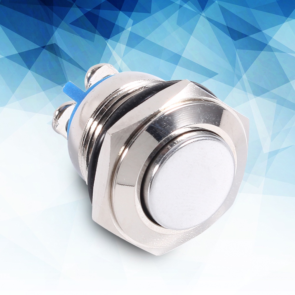 Xinpin ปุ่มกดสวิตช์เปิดปิดแตร กันแสง 12V 16 มม. สีเงินของรถยนต์