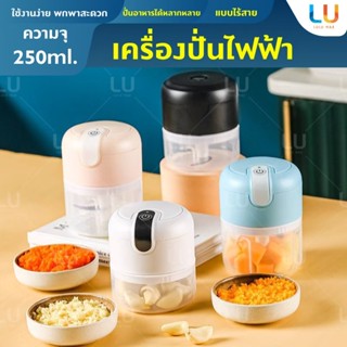 เครื่องปั่นไฟฟ้าขนาดพกพา 250ML ที่บดกระเทียม ไร้สาย เครื่องบดเนื้อ