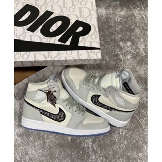 🚛New Air Jordan 1 Low D*ior(size37-45)รองเท้าผ้าใบข้อสูง อุปกรณ์ครบกล่อง สินค้าถ่ายจากภาพจริง100%