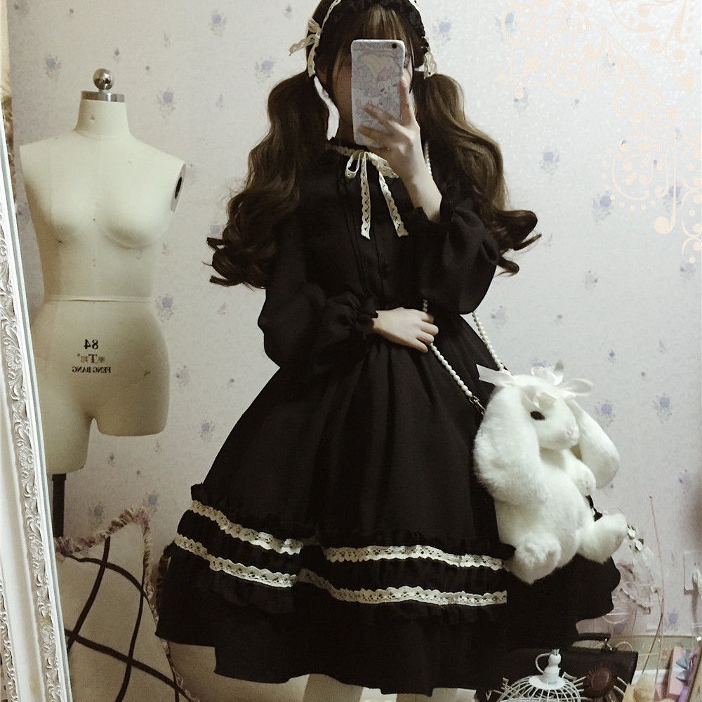 Victorian medieval Gothic Lolita Dress Women Vintage Long Sleeve Retro Temperament  Tea Party Sweet Lolita Dress #6