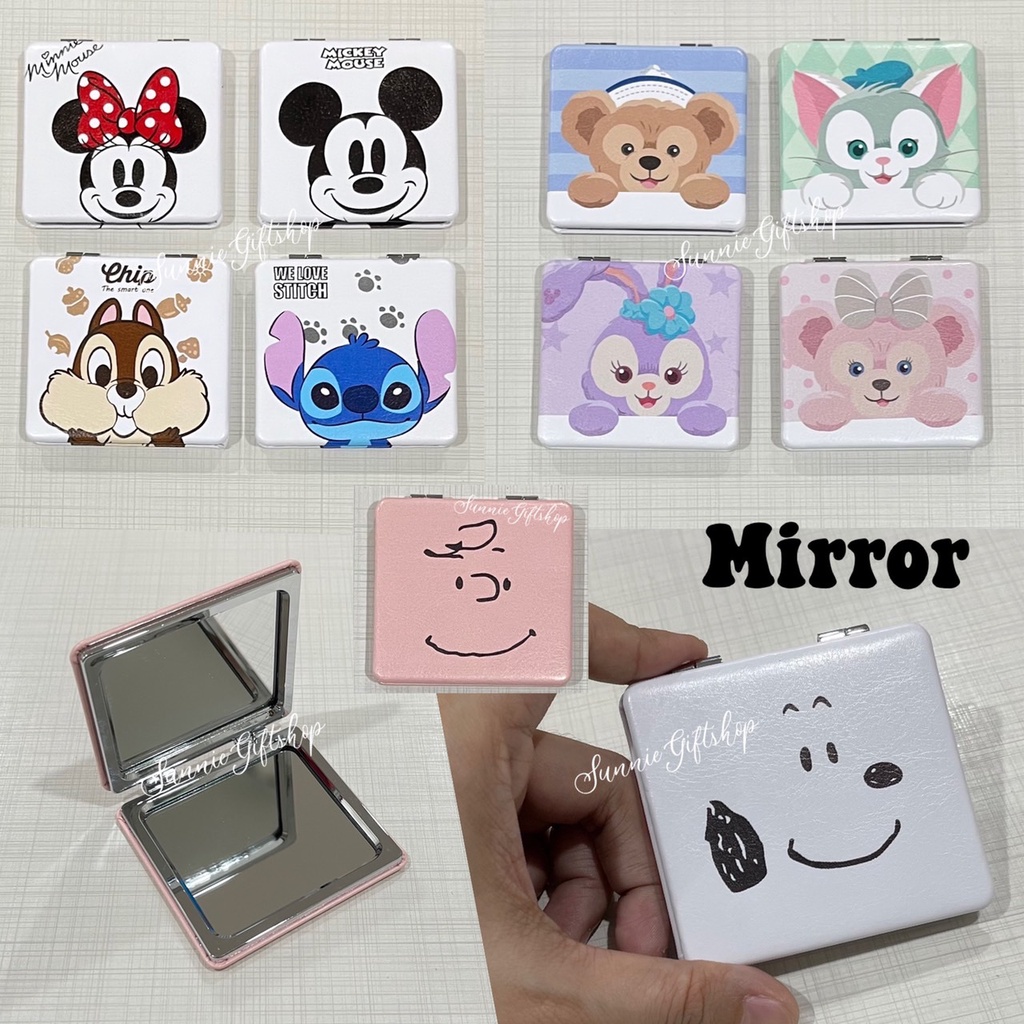 พร้อมส่ง กระจกพกพา ทรงสี่เหลี่ยม ลายการ์ตูน 7.1x6.7cm
