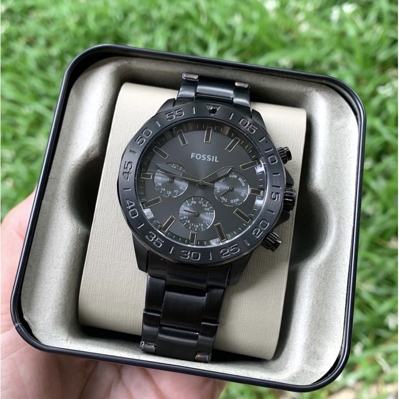 [[พร้อมส่ง📦แท้💯%]] Fossil bq2587 Bannon Multifunction Black Stainless Steel Watch