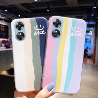 พร้อมส่ง เคสโทรศัพท์มือถือแบบนิ่ม ไล่โทนสีรุ้ง กันกระแทก สําหรับ OPPO A17 A77S 2022 A77S A17