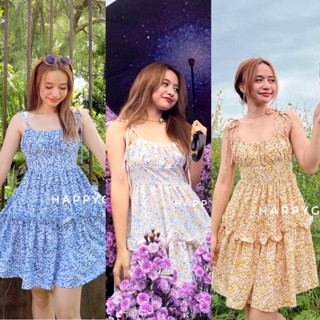 พร้อมส่ง Happygal (Flower dress) ชุดเดรสสั้นลายดอกไม้