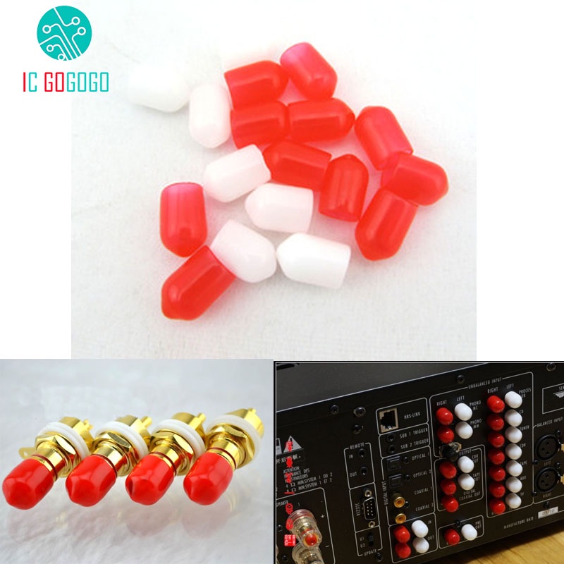 50 ชิ้น ฝาครอบป้องกัน Hifi RCA Lotus Audio AV ซ็อกเก็ตสัญญาณ ป้องกันฝุ่น หมวกยางป้องกันการเกิดออกซิเดชั่น ชุดเสื้อแจ็กเก็ต