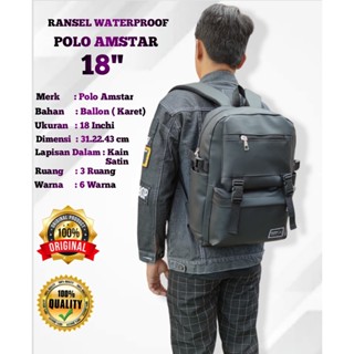 กระเป๋าเป้สะพายหลัง Polo Amstar 18 นิ้ว ของแท้ กันน้ํา 100% สําหรับผู้ชาย และผู้หญิง