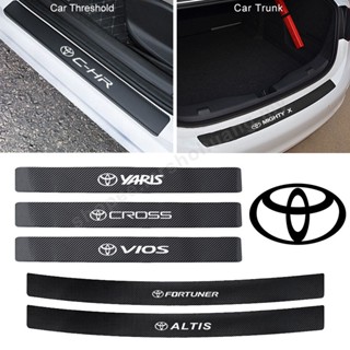 สติกเกอร์คาร์บอนไฟเบอร์ ติดขอบประตูรถยนต์ สําหรับ Toyota Yaris Cross Vios Fortuner Coralla Altis Soluna Mighty X CHR Alphard Camry Tiger Corona Wish Hiace Supra Hilux