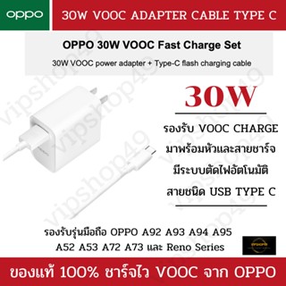 OPPO 30W ชุดชาร์จ หัวเเละสาย Reno 7Z/A73/Reno Series รองรับการชาร์จไว​ VOOC​ ชาร์จไวเต็ม​ MAX​ รับประกันสินค้า​ 1​ ปี