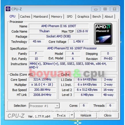 ซ็อกเก็ตโปรเซสเซอร์ CPU Amd Phenom II X6 1090T 1090 3.2 GHz HDT90ZFBK6DGR AM3 #1