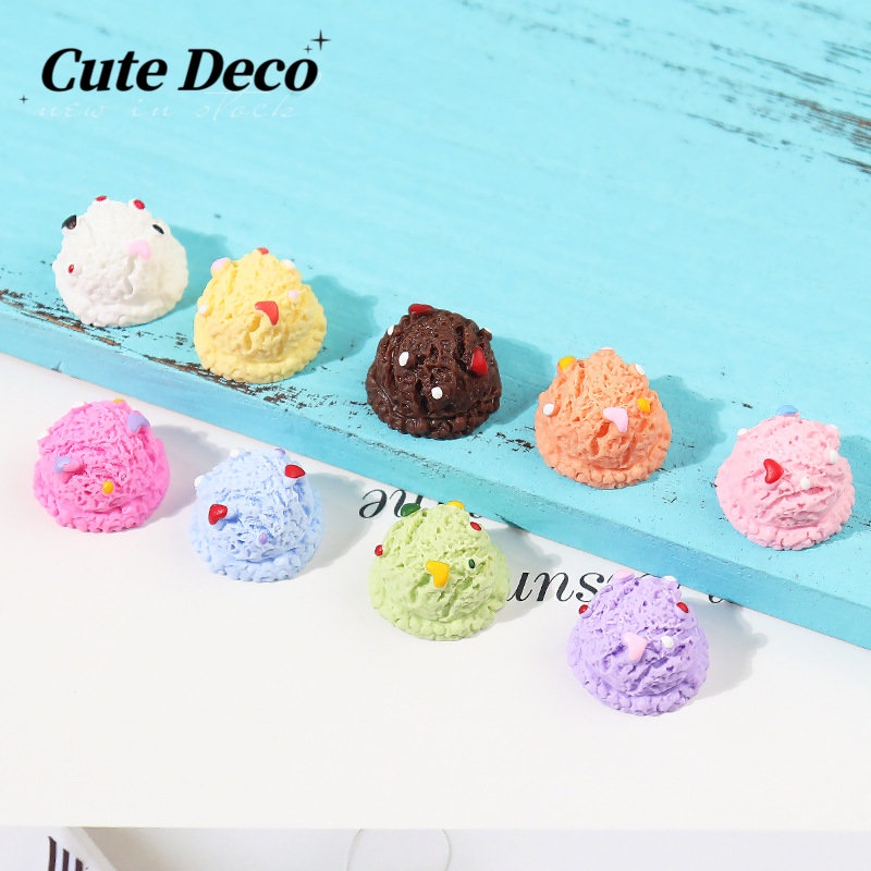 【 Cute Deco 】ไอศกรีมน่ารัก (9 สี) ไอศกรีมสีขาว / ไอศกรีมสีฟ้า ซีกโลก จี้กระดุม Crocs / Jibbitz น่ารัก Croc รองเท้า DIY / วัสดุเรซินเสน่ห์ สําหรับ DIY