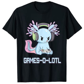 เสื้อเชิ้ต Gamesolotl Axolotl วิดีโอเกม Kawaii พาสเทลโกธอะนิเมะเสื้อยืดตลกกราฟิกทีท็อปส์ซู