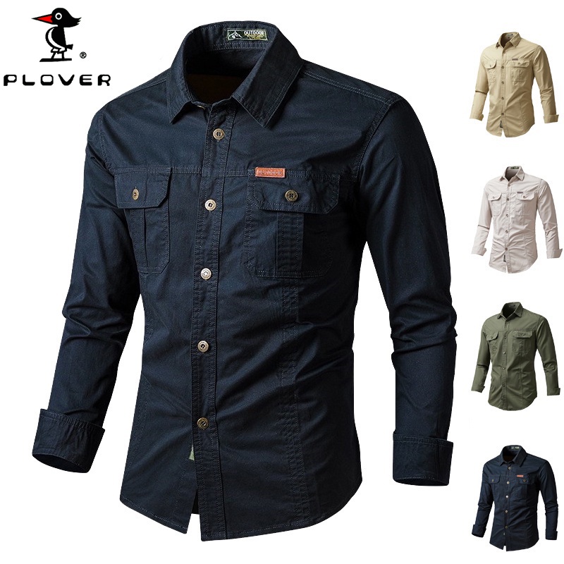 PLOVER เสื้อเชิ้ต ลายทหารกองทัพทหาร 5 สี สําหรับผู้ชาย