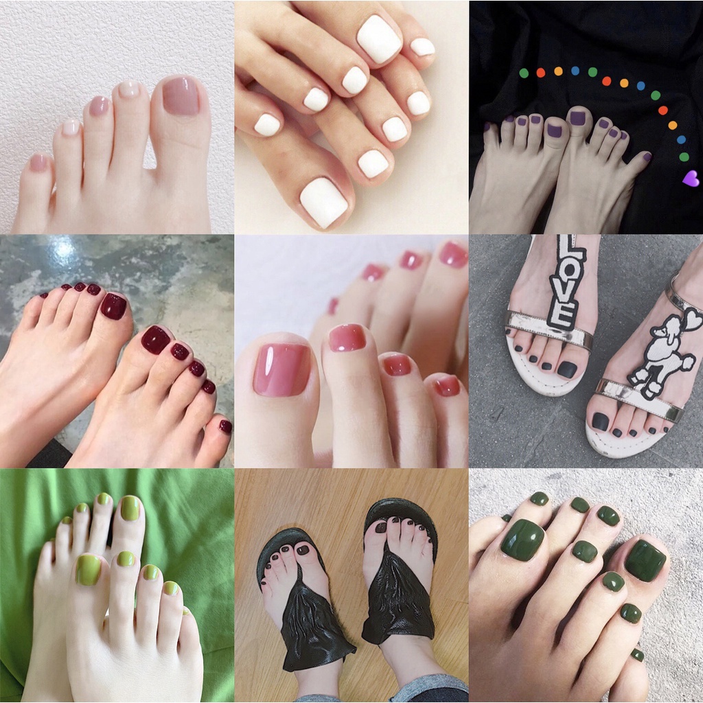 เล็บปลอมสําเร็จรูป สีพื้น สําหรับตกแต่งเล็บเท้า จํานวน 24 ชิ้น