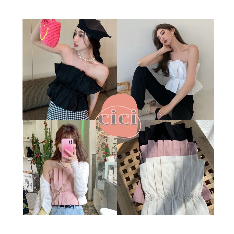 ส่งทันที Cici ❣🇹🇭🚚พร้อมส่ง❣(3025)เกาะอกดีเทลจับจีบเรียงแบบเก๋ๆใส่ออกงานได้สวยเก๋ลุคนี้สวยปังสุดๆ