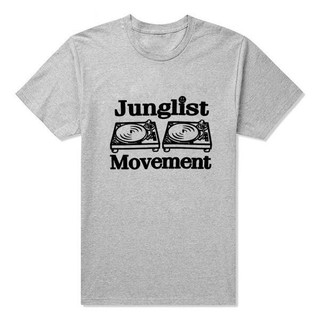 เสื้อยืดผ้าฝ้าย เสื้อยืดผ้าฝ้าย คอกลม พิมพ์ลายกลองและเบส DNB Man Junglist Movement สําหรับผู้ชาย