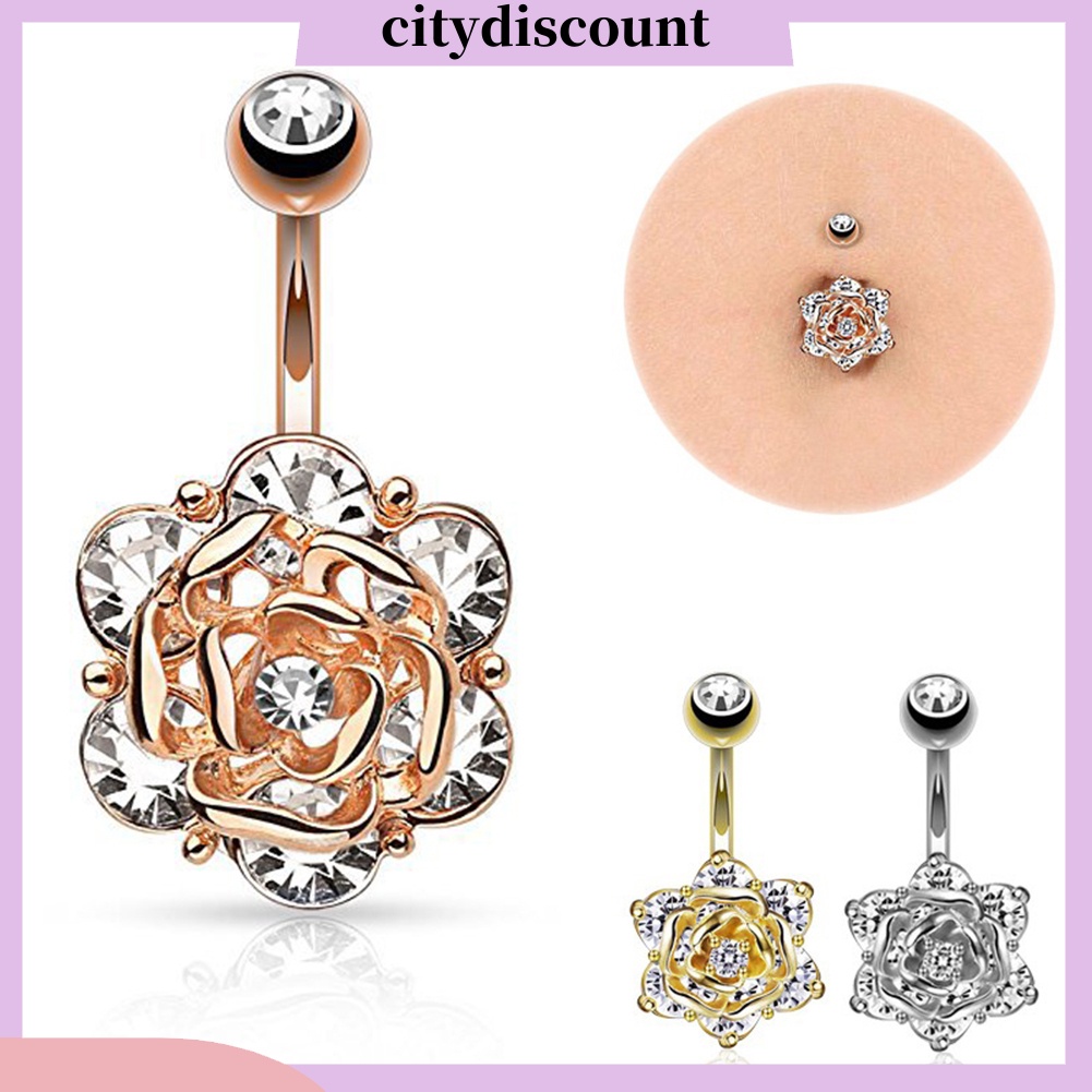 <citydiscount> เครื่องประดับจิวแหวนเจาะร่างกายสะดือรูปดอกกุหลาบสําหรับผู้หญิง