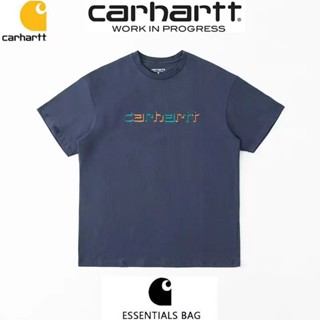 เสื้อยืดแขนสั้น พิมพ์ลายโลโก้ตัวอักษร Carhartt Shadow แฟชั่นฤดูร้อน สําหรับคู่รัก