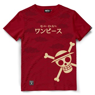 Dextreme เสื้อยืดวันพีซ (DOP-1187) One Piece ลาย Icon Luffy ไอคอน ลูฟี่ มี สีดำ สีแดง และ สีขาว