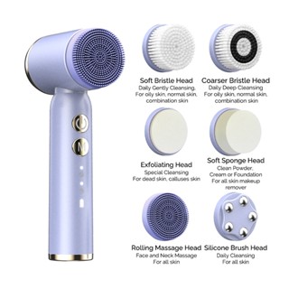 Electric Facial Ultrasonic Scrubber Brush Hot Cool Vibrating Silicone Face Massager Cleansing Brush Skin Cleansing Beaut