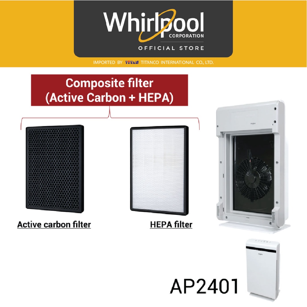 Whirlpool ไส้กรองอากาศ สำหรับเครื่อง AP3602 และ AP536 (จำนวน 1 ชิ้น)