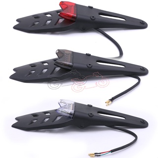 For Enduro Off-Road Bike Motorcycle Parts Rear Fender Black License Plate Bracket Holder 12V LED Taillight Brake Lamp Un