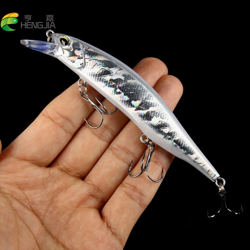 HENGJIA 1 PC ยาวหล่อ Minnow Fishing Lure 15.1g/12cm Crankbait Wobblers Perch 3D ตา Trolling เหยื่อ Hard ประดิษฐ์ Pike ปลาคาร์พเบสลอย Swimbait อุปกรณ์ตกปลา