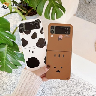 Jiehui เคสโทรศัพท์มือถือ ลายหมี วัว เชสนัท แฟชั่น สําหรับ Samsung Z Flip5 Z Flip4 Z Flip3