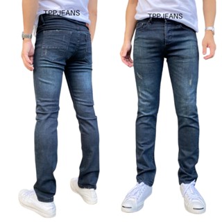 JEANSEXPRESS L Skinny Mens Denim กางเกงยีนส์สกินนี่ชาย สีบลูฟอกสนิม เป้ากระดุม ผ้ายืดสวมใส่สบาย Size 28-36