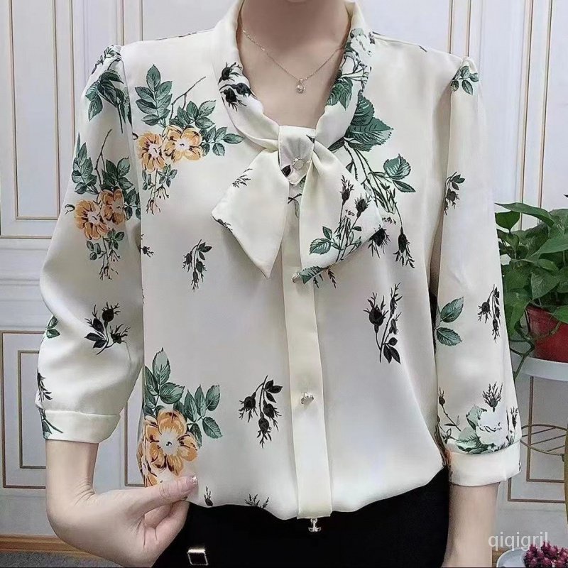 👗แขน เสื้อชีฟอง แฟชั่นหลวม เสื้อชีฟองผู้หญิง，เหมาะสำหรับร้อนฤดูร้อนผ้า