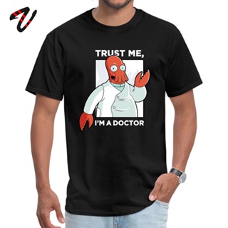 เสื้อยืดเด็กผช เสื้อยืดผู้ชายตลกหมอ Zoidberg เสื้อยืดที่ไม่ซ้ํากันพิเศษผ้าฝ้าย 100% Tshirt Trust Me ฉันเป็นหมอ Cthulhu T