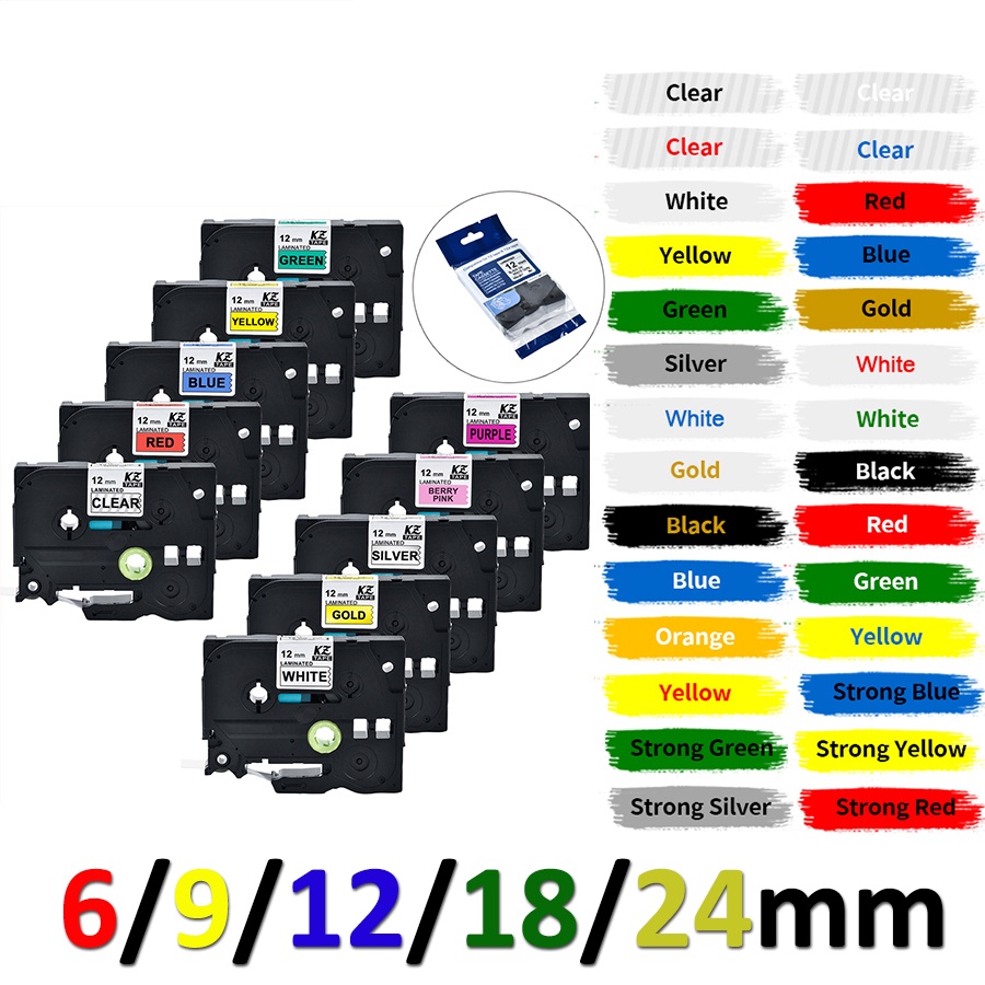 6/9/12/18/24 มม. 231 S231 TZe-241 TZe-221 เทปฉลาก TZe-251 12 มม.สําหรับ Brother เครื่องพิมพ์ TZe-631