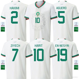 เสื้อกีฬาแขนสั้น ลายทีมชาติฟุตบอล โมร็อกโก HQ1 22-23 World Cup Nesyri Ziyech Harit Hakimi Aguero Player Version QH1