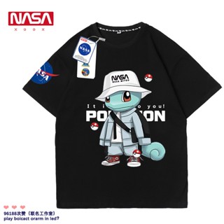 เสื้อยืดแขนสั้น ผ้าฝ้าย ทรงหลวม พิมพ์ลายการ์ตูนเต่า nasa เหมาะกับฤดูร้อน สําหรับผู้ชาย