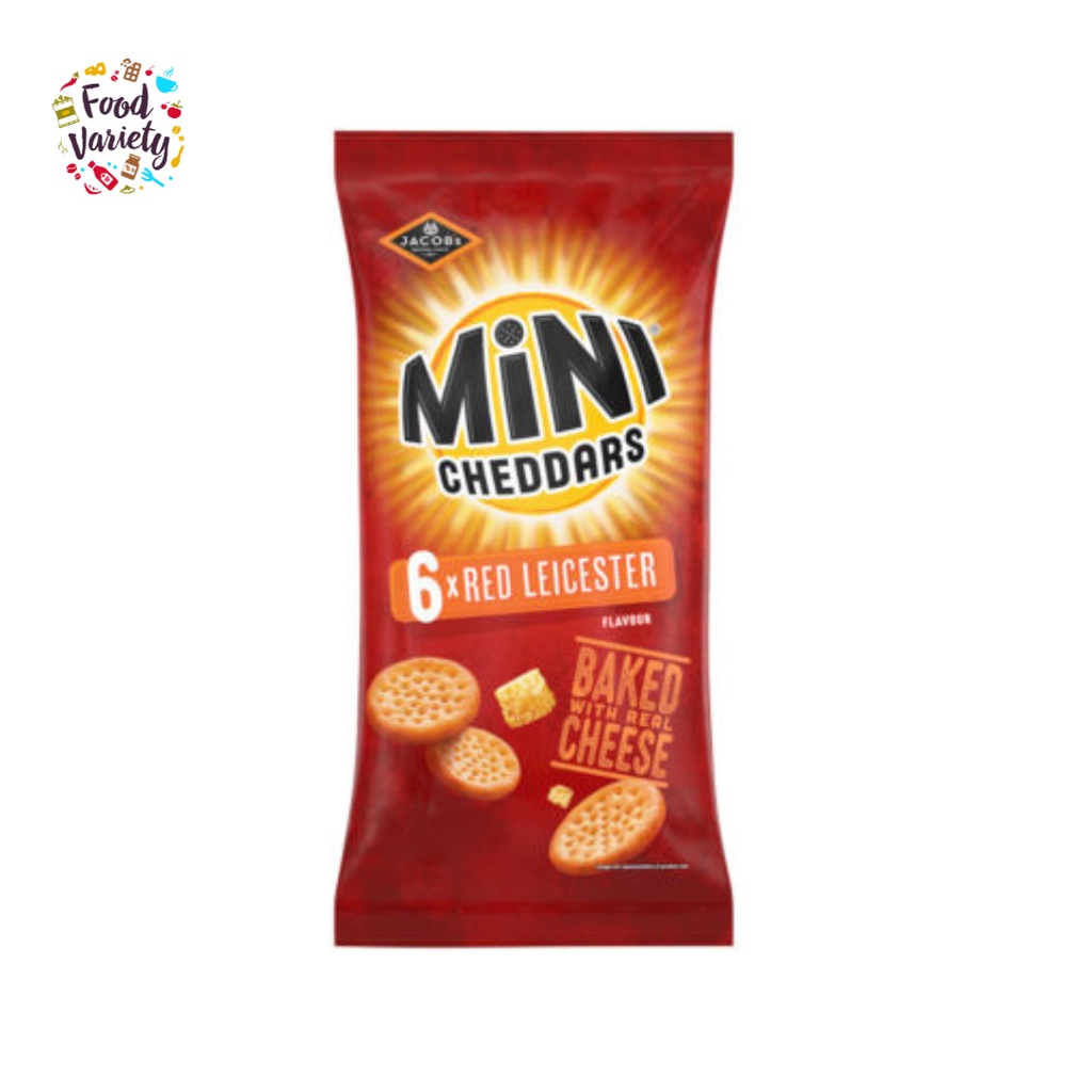 [BestBefore-29Nov2025] Jacob's Mini Cheddars Red Leicester 6 pack 150g เจคอบส์ มินิเชดดาร์ เรดเลสเตอ