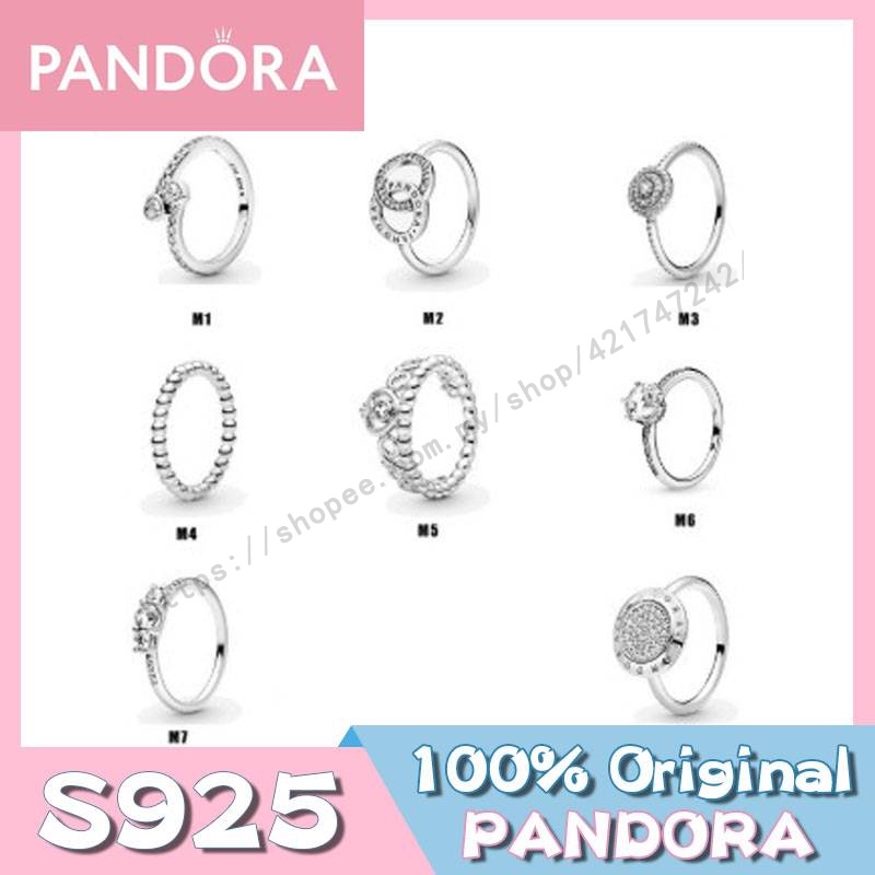 Pandora แหวนเงินแท้ S925 รูปมงกุฎ สองวงกลม เครื่องประดับเงิน m1022