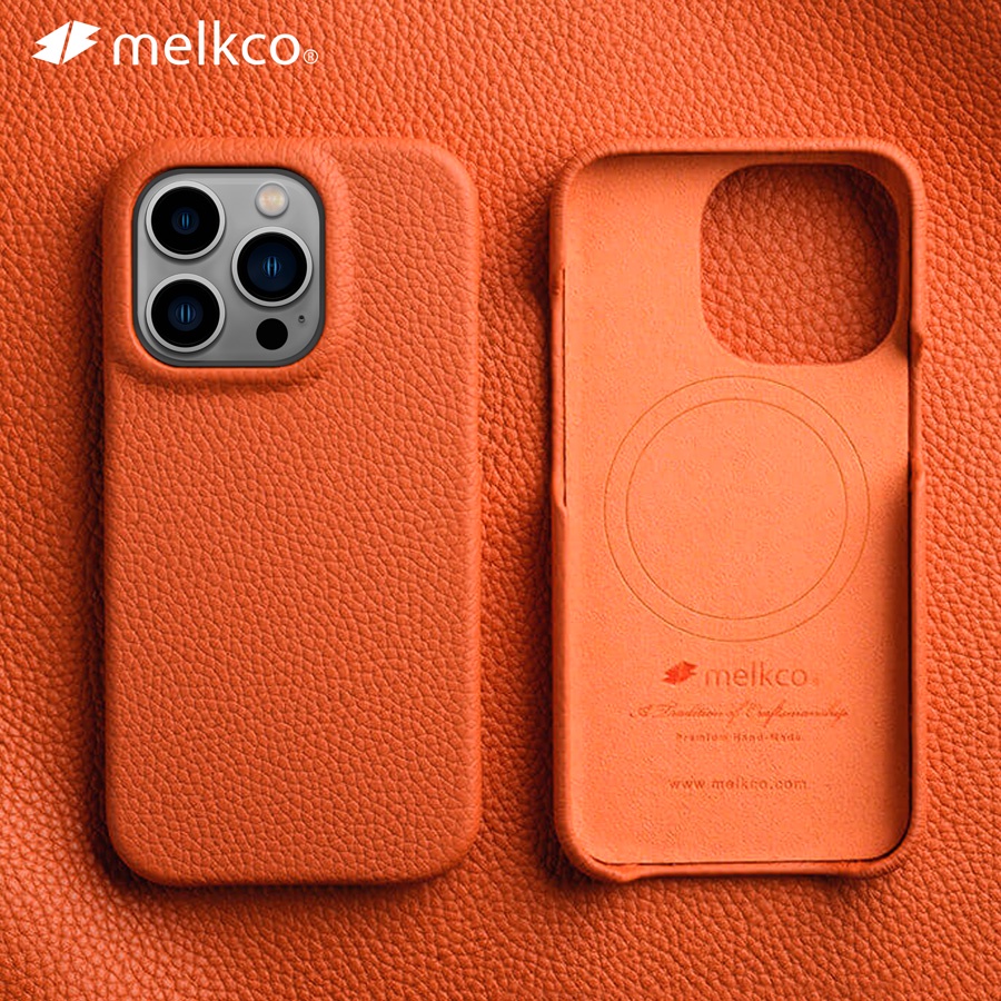 Melkco เคสหนังแม่เหล็กระดับพรีเมียมสําหรับ iPhone 14 Pro Max 15 Pro 16 Plus หรูหราธุรกิจหนังวัวธรรมชาติฝาครอบโทรศัพท์