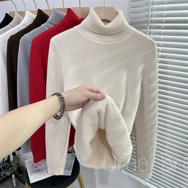 อก 38-44 / 7 สี เสื้อแขนยาวบุขน เสื้อคอเต่าบุขน กันหนาวติดลบ สเวตอร์ไหมพรม รุ่น TurtleNeck BT