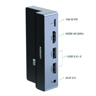 UGREEN 70688 HUB 5 in1 ตัวแปลงสัญญาณ USB C to USB 3.0 HDMI 4K + Aux 3.5mm Audio with PD 100W