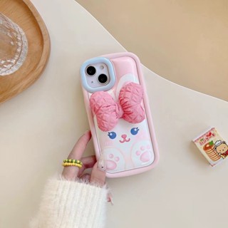 ✨ส่งเชือกเส้นเล็ก✨เคสไอโฟน14 Pro Max 13 12 11 เคส for iPhone 14พลัส หูกระต่าย กระต่าย พกง่ายๆ การป้องกันการตก Case