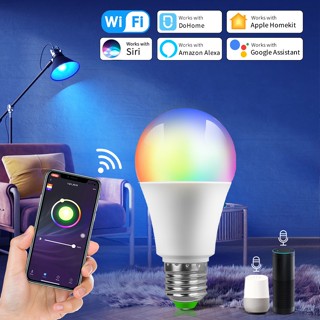 E27 Homekit หลอดไฟ LED WiFi 12W Alexa Siri ควบคุมด้วยเสียง Google Assistant RGB หรี่แสงได้ พร้อม Dohome Apple IOS 110V 220V