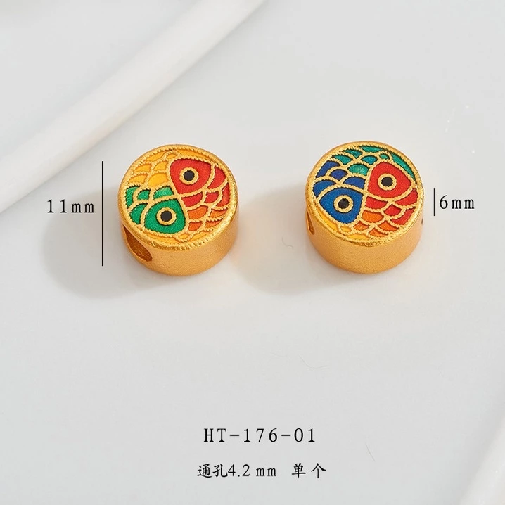 สร้อยข้อมือ ประดับลูกปัด ลายหน้ายิ้ม สีทอง สไตล์โบราณ กันแพ้ diy thumbnail 8