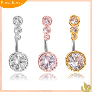 【Fresh 】เครื่องประดับจิวแหวนเจาะสะดือ 4 Cubic Zirconia สําหรับสตรี