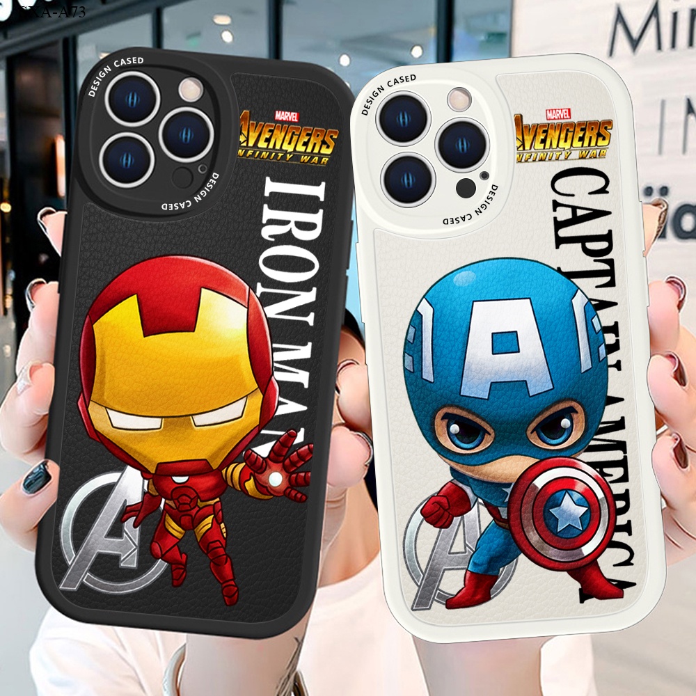 Compatible With Samsung Galaxy A73 A72 A70 A53 A54 A34 A24 4G A14 A33 A23 5G เคสซัมซุง สำหรับ Case Leather Cartoon Anime hero Series เคสโทรศัพท์ Lambskin Shockproof Cover
