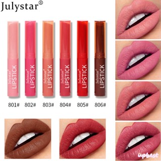 ♕Julystar Matte ลิปสติกกำมะหยี่หมอกไม่ง่ายที่จะลดสีกันน้ำกันเหงื่อไม่ติดถ้วยติดทนนาน Lipglaze ปากกาความงามแต่งหน้า