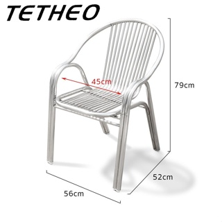 TETHEO เก้าอี้สแตนเลส สูง 45 ซม. ขาเหล็ก พิงได้ นั่งในสวน Stainless Chair Housel