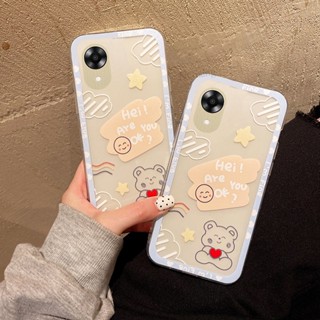 เคสโทรศัพท์มือถือแบบนิ่ม TPU กันกระแทก ลายการ์ตูนหมีหัวใจน่ารัก สําหรับ Oppo A78 A17k