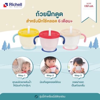 Richell แก้วหัดดื่มรุ่น Aqulea Richell สำหรับเด็ก 6 เดือนขึ้นไป✨🧃